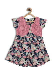 Printed Dress With Attached shrug