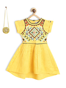 Embroidery Dress With Smart Hand Bag