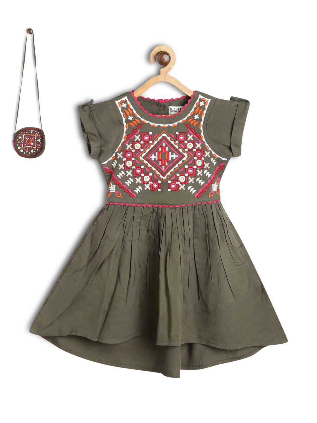 Embroidery Dress With Smart Hand Bag