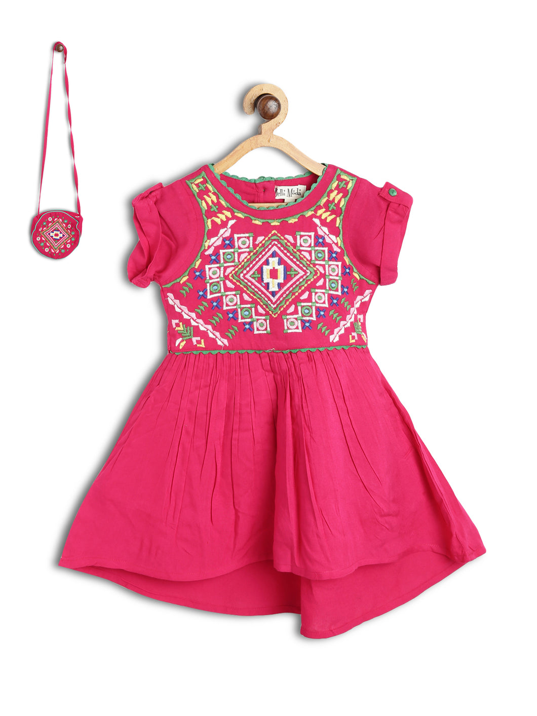 Embroidery Dress With Smart Hand Bag