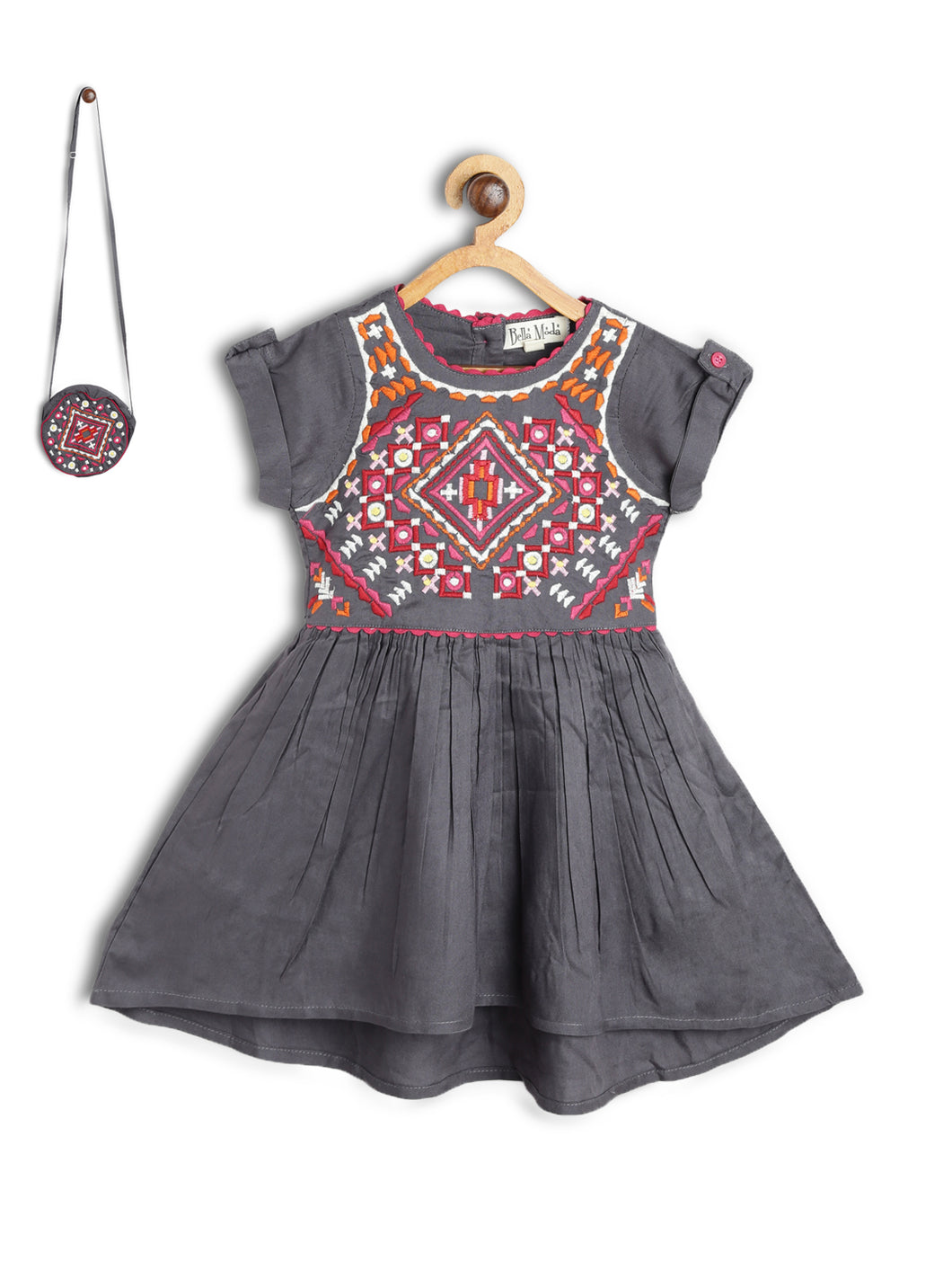 Embroidery Dress With Smart Hand Bag